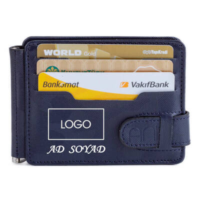 İsme Özel Çift Taraflı Deri Erkek Kartlık Cüzdan Kamuflaj Lacivert - 2