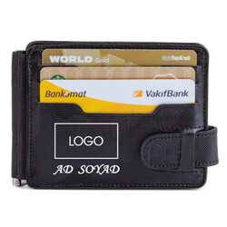 İsme Özel Çift Taraflı Deri Erkek Kartlık Cüzdan Kamuflaj Siyah - 2