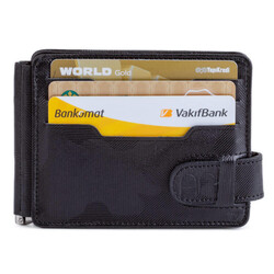 İsme Özel Çift Taraflı Deri Erkek Kartlık Cüzdan Kamuflaj Siyah - 7