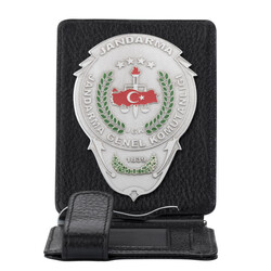 Jandarma Genel Komutanlığı Rozetli Para Tokalı Kartlık Cüzdan Siyah - Thumbnail