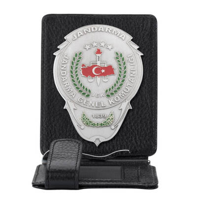 Jandarma Genel Komutanlığı Rozetli Para Tokalı Kartlık Cüzdan Siyah