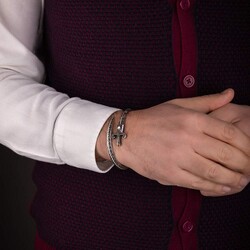 Kılıç Model 925 Ayar Gümüş Erkek Bileklik - 4