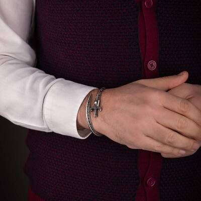 Kılıç Model 925 Ayar Gümüş Erkek Bileklik - 4