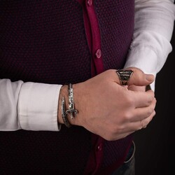 Kılıç Model 925 Ayar Gümüş Erkek Bileklik - 5