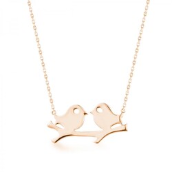 Kuş Motifli Rose Kadın Kolye