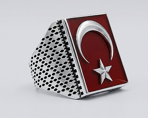 Orijinal Teşkilat Dizisi Lisanslı Sırr-ı Devlet 925 Ayar Gümüş Erkek Yüzüğü (7. Sezon Ay Yıldız) - 2
