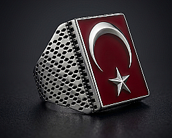 Orijinal Teşkilat Dizisi Lisanslı Sırr-ı Devlet 925 Ayar Gümüş Erkek Yüzüğü (7. Sezon Ay Yıldız)