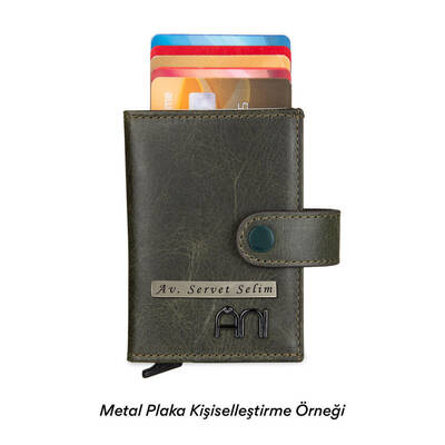 Otomatik Mekanizmalı Ekstra Akordiyon Kartlıklı Crazy Deri Cüzdan Yeşil - 2