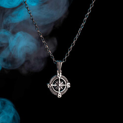 Pusula Model 925 Ayar Gümüş Erkek Kolye (Kalın Zincirli) - 4