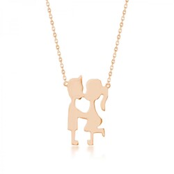 Sevgili Motifli Rose Kadın Kolye