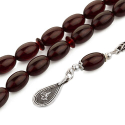 Sıkma Kehribar Arpa Kesim Osmanlı Tuğrası Püsküllü Tesbih - 2