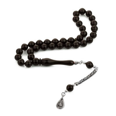 Sıkma Kehribar Sığırcık Kesim Tuğra Püsküllü Tesbih - 1