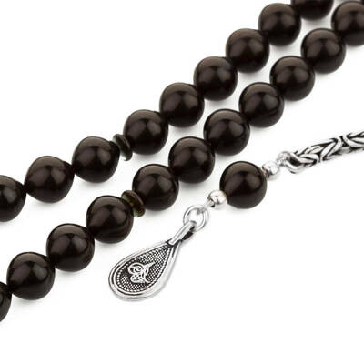 Sıkma Kehribar Sığırcık Kesim Tuğra Püsküllü Tesbih - 2