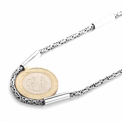 Silindir Kaplama Tasarımlı Kral Zincir Kolye 3,5mm - 3