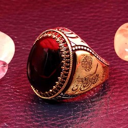 Siyah Oniks Taşlı Osmanlı Tuğralı ve Ay Yıldız Motifli Gümüş Erkek Yüzük - 5