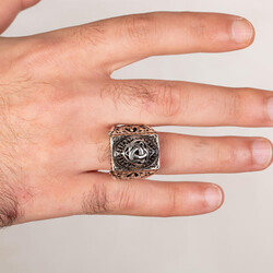 Teşkilat-ı Mahsusa Figürlü Taşsız Gümüş Erkek Yüzüğü - Thumbnail