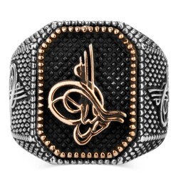 Tuğra Figürlü Osmanlı Tuğrası Gümüş Erkek Yüzüğü - 2