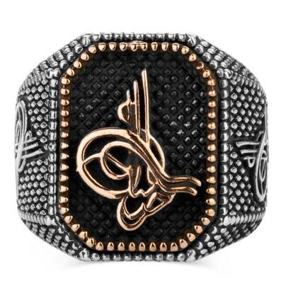 Tuğra Figürlü Osmanlı Tuğrası Gümüş Erkek Yüzüğü - 2