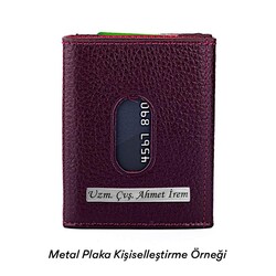 Twelve Hakiki Deri Patlı Kartlık Cüzdan Bordo - 2