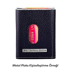Twelve Hakiki Deri Patlı Kartlık Cüzdan Siyah-Beyaz Detaylı - 2