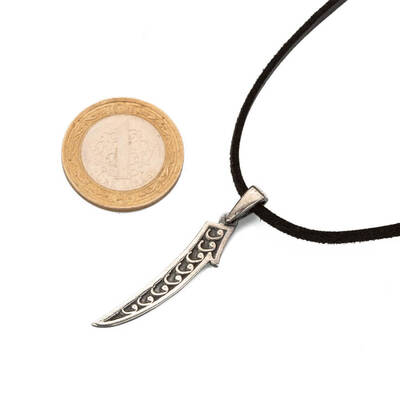 Vav Motifli Elif Gümüş Erkek Kolye - 3