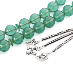 Yuvarlak Kesim Yeşil Renk Sıkma Kehribar Tesbih - 2