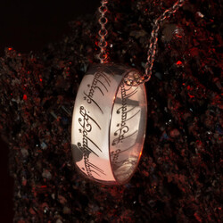 Anı Yüzük - Yüzüklerin Efendisi Güç Yüzükleri Kolyesi Gümüş Renk Zincirli Model2