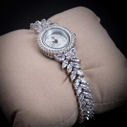 Zirkon Taşlı 925 Ayar Gümüş Bayan Saati - Thumbnail