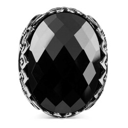 Zülfikar ve Mızrak Motifli Siyah Zirkon Taşlı Gümüş Erkek Yüzük - 2