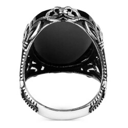 Zülfikar ve Mızrak Motifli Siyah Zirkon Taşlı Gümüş Erkek Yüzük - 3